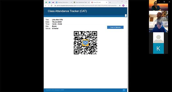 Displaying the Class Attendance Tracker (CAT) QR code during a Zoom session